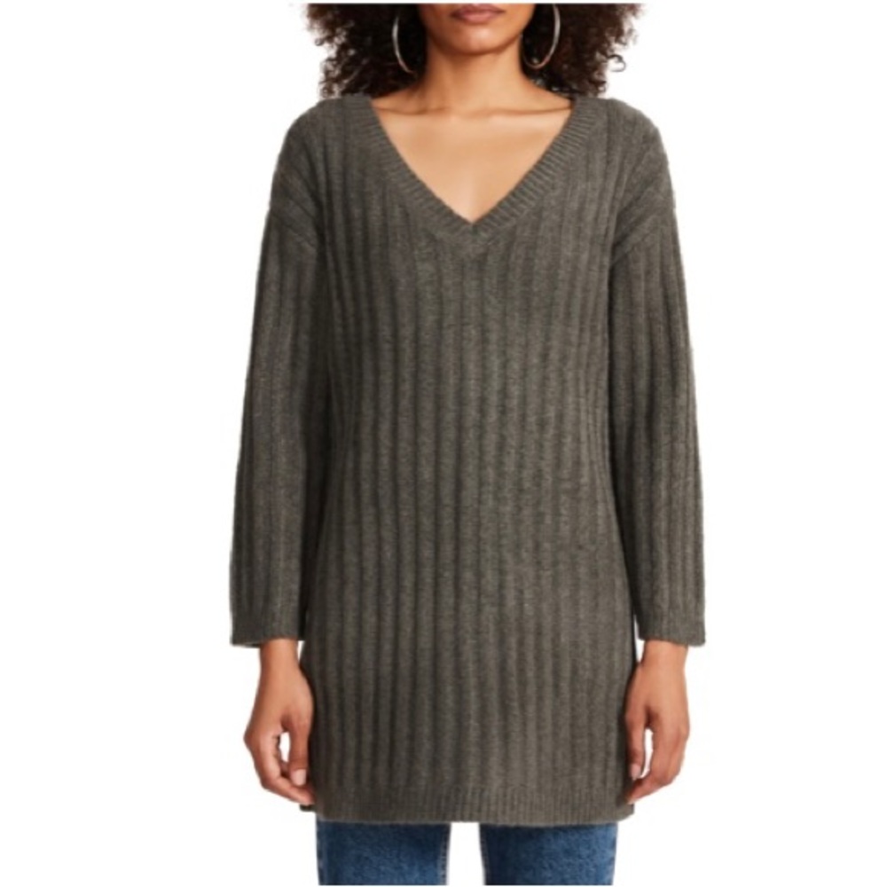 BB Dakota by Steve Madden Big Deal V-Neck Rib Sweater Tunic